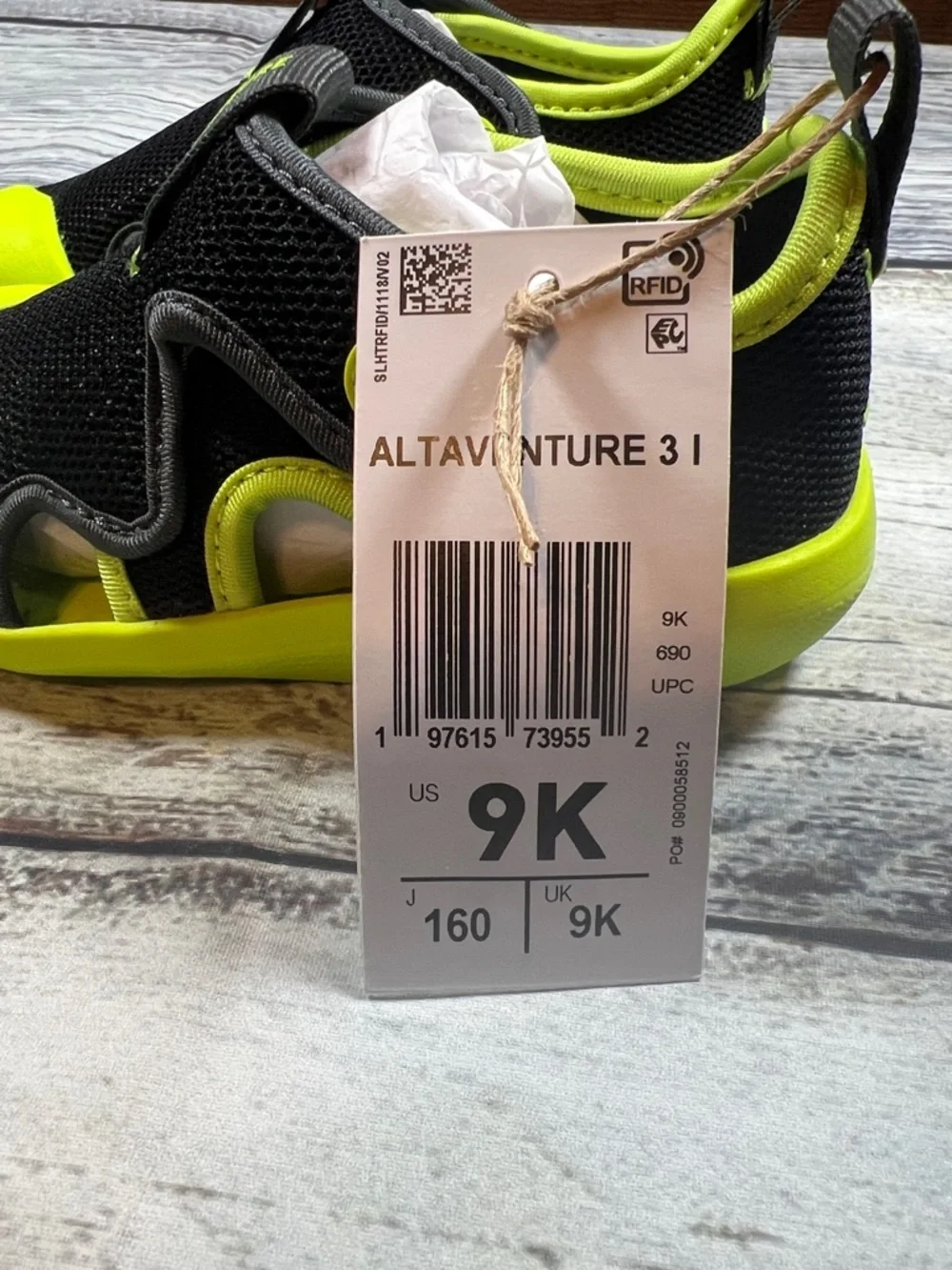 Adidas Altaventure 3 Kids Water Shoes Black Neon Green Size 9K NWT